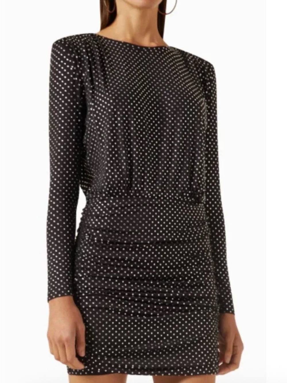 Veronica Beard Jessel Rhinestone Dress, Long-Sleeve Mini Dress, Black, Size 2